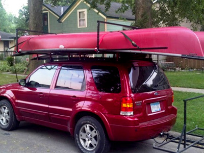 A custom modular double canoe rack with Flex Craft products.