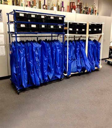 A custom Flex Craft mobile uniform closet.