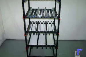 A static Flex Craft Flow Rack Conveyor.