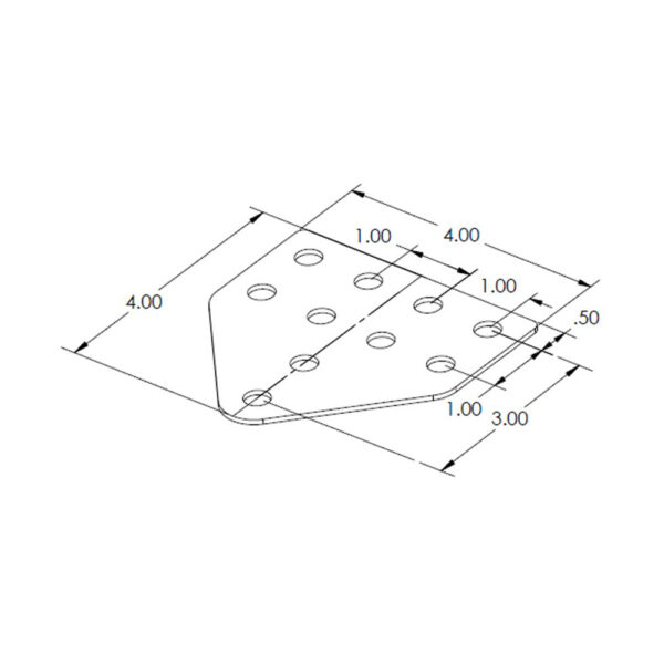 Drawing specifications of Flex Craft's 4 inch Center Adapter - 4CA.