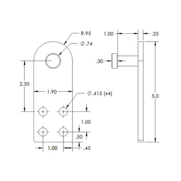 Flex Craft Heavy Hitch Male Extension Drawing.