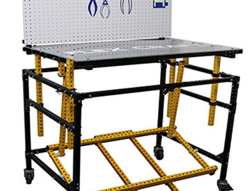 Flex Craft Kickstand Workstation Cart with a Pegboard.