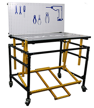 Flex Craft Kickstand Workstation Cart with a Pegboard.