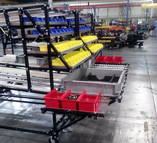 Parts Flow Rack made with Flex Craft products.