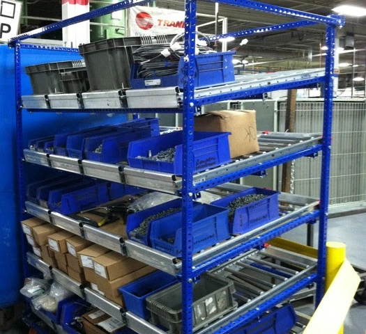 Heavy Duty Parts Flow Rack made with Flex Craft products.