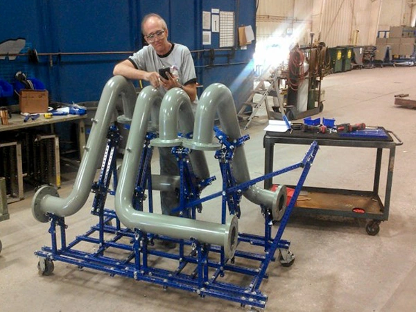 A custom fit pipe holder using Flex Craft products.