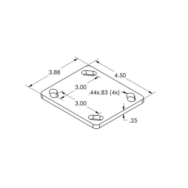 Flex Craft Caster Shim Plates drawing specifications.