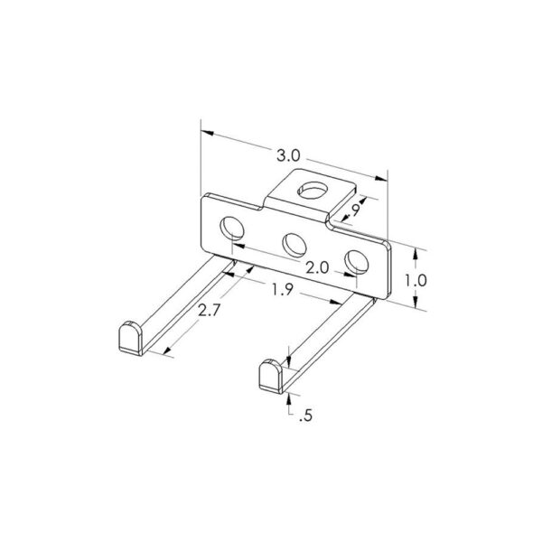 Flex Craft Horizontal Tool Hook Specification Drawing.