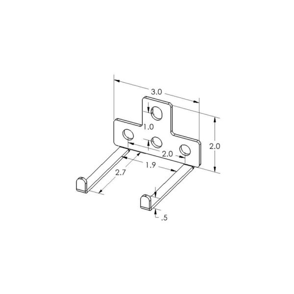 Flex Craft Vertical Tool Hook Specification Drawing.